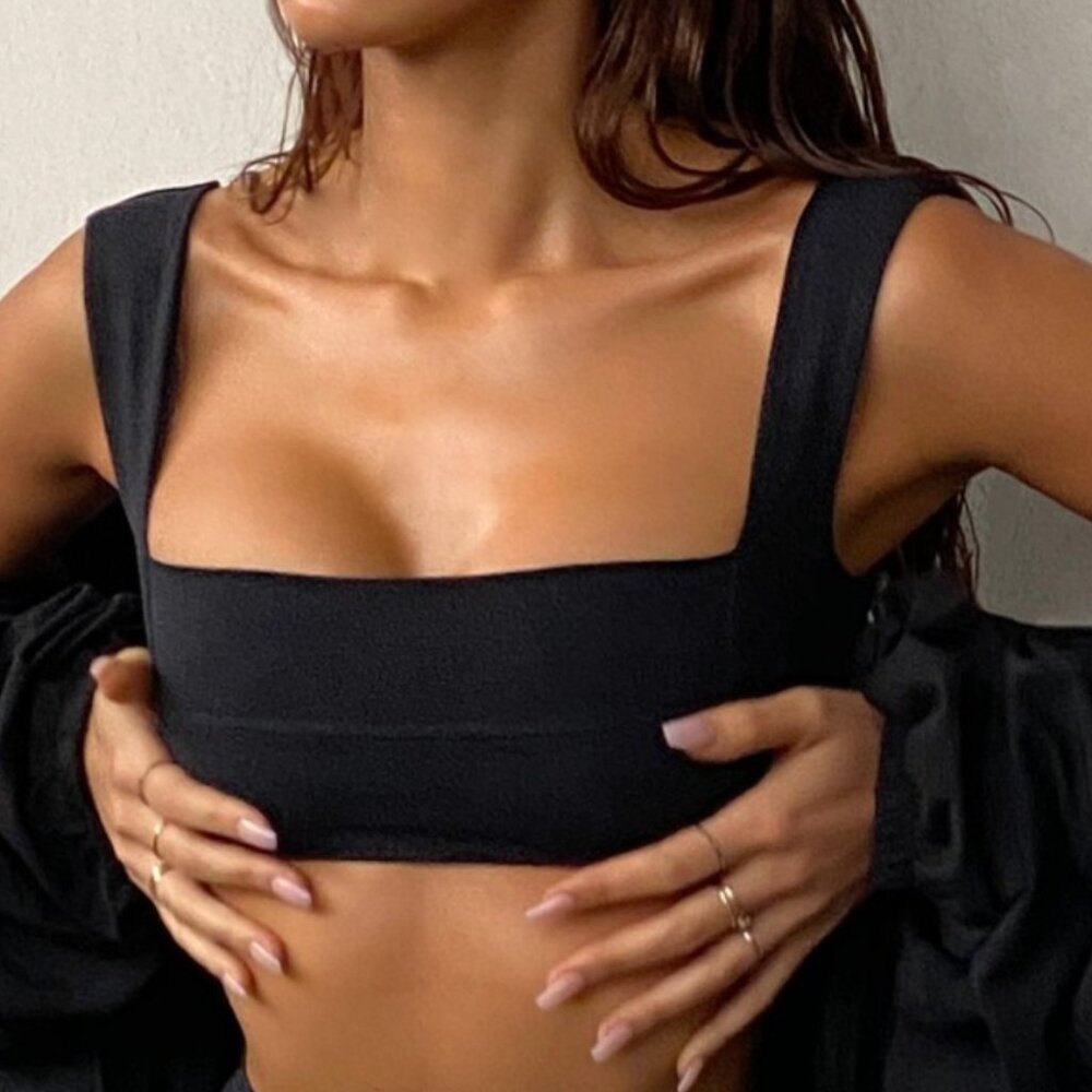 Square Neck Bandeau Bra Black